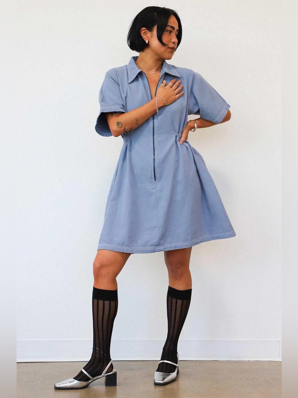 New Noble utility dress in pebble blue - Picture 3 of 9